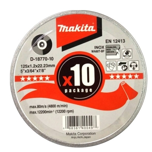 Disco de corte extrafino inoxidable 125 mm x 1.2 mm Makita D-18770-10